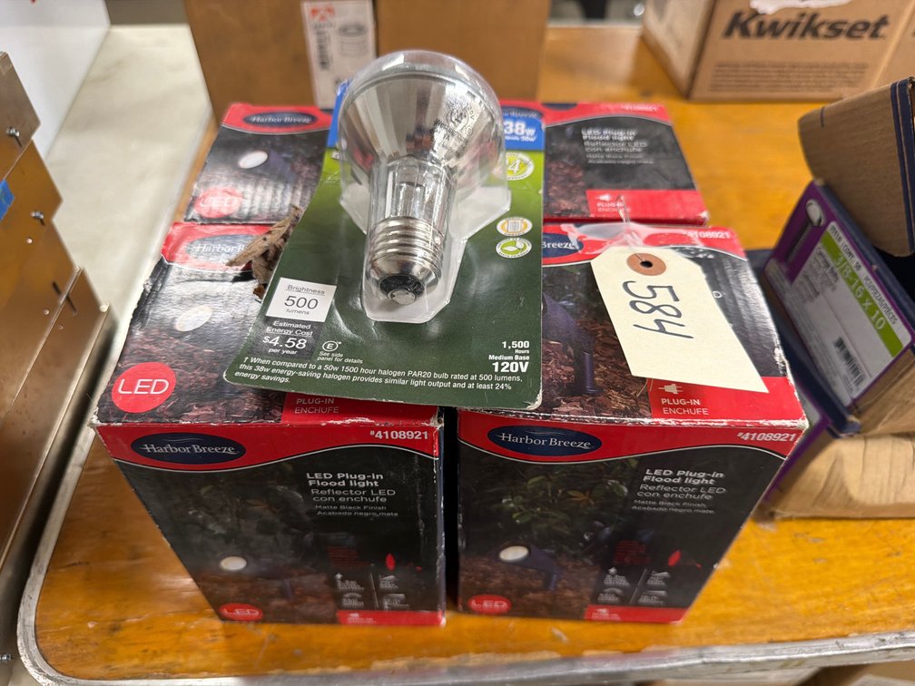 (4) LED Plug-In Flood Lights & Light Bulb