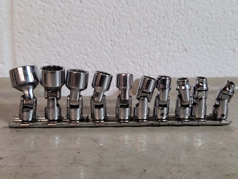(10) Vintage Snap-On SAE 1/4" Drive Flex Sockets