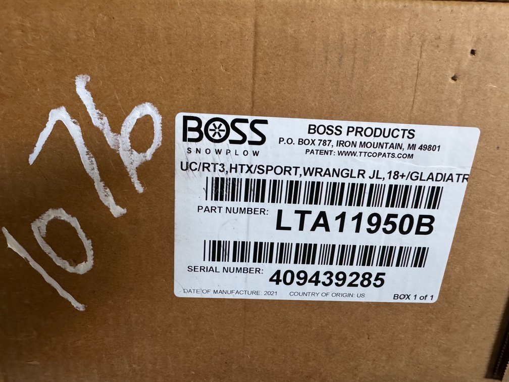 Boss RT3 HTX/Sport Jeep Plow Mount
