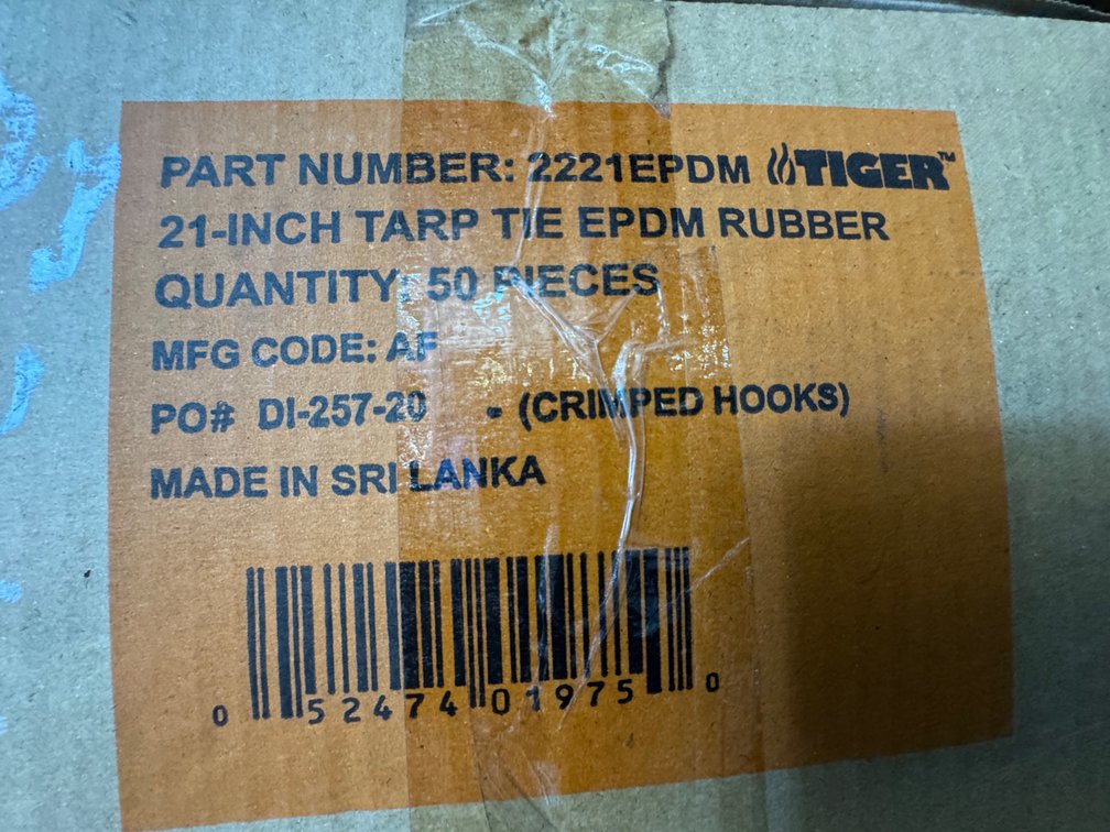 (50) 21” Kinedyne/Tiger EPDM Rubber Tarp Ties