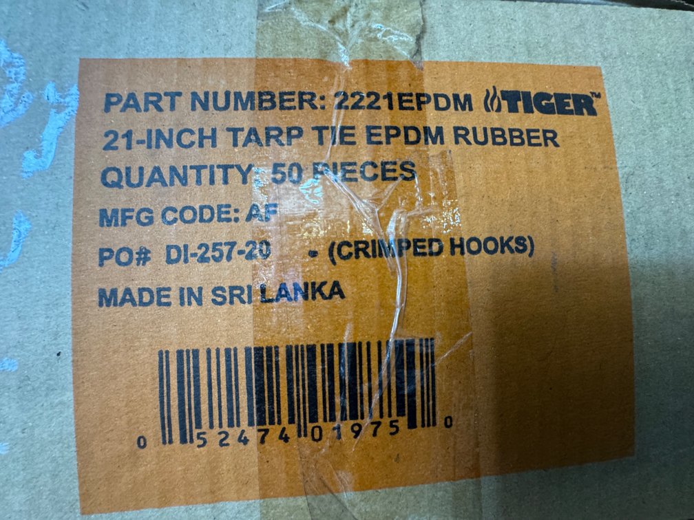 (50) 21” Kinedyne/Tiger EPDM Rubber Tarp Ties
