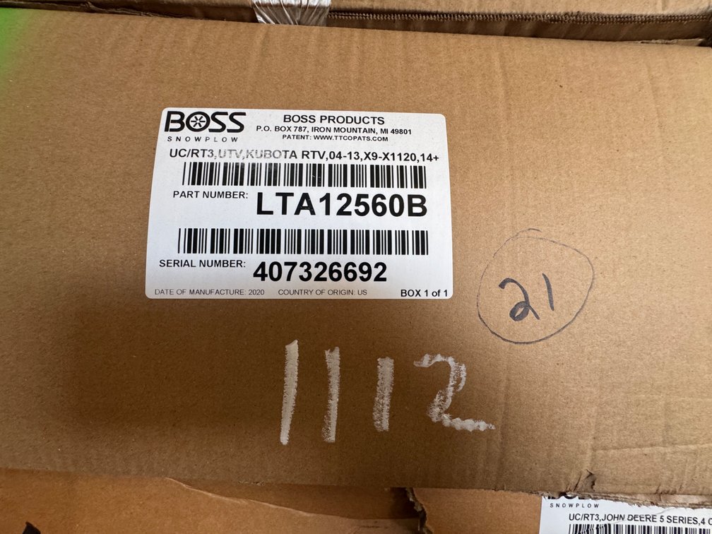 Boss Kubota RTV UTV Plow Mount