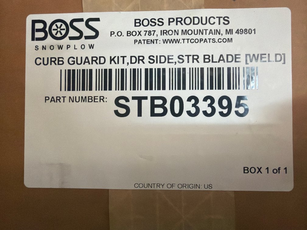 Boss Driver-Side Straight-Blade Curb Guard Kit