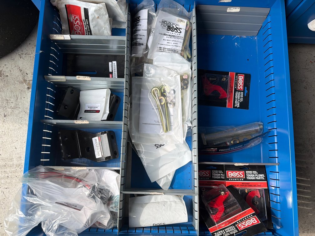 Drawer of Boss Assorted Snow Plow Parts