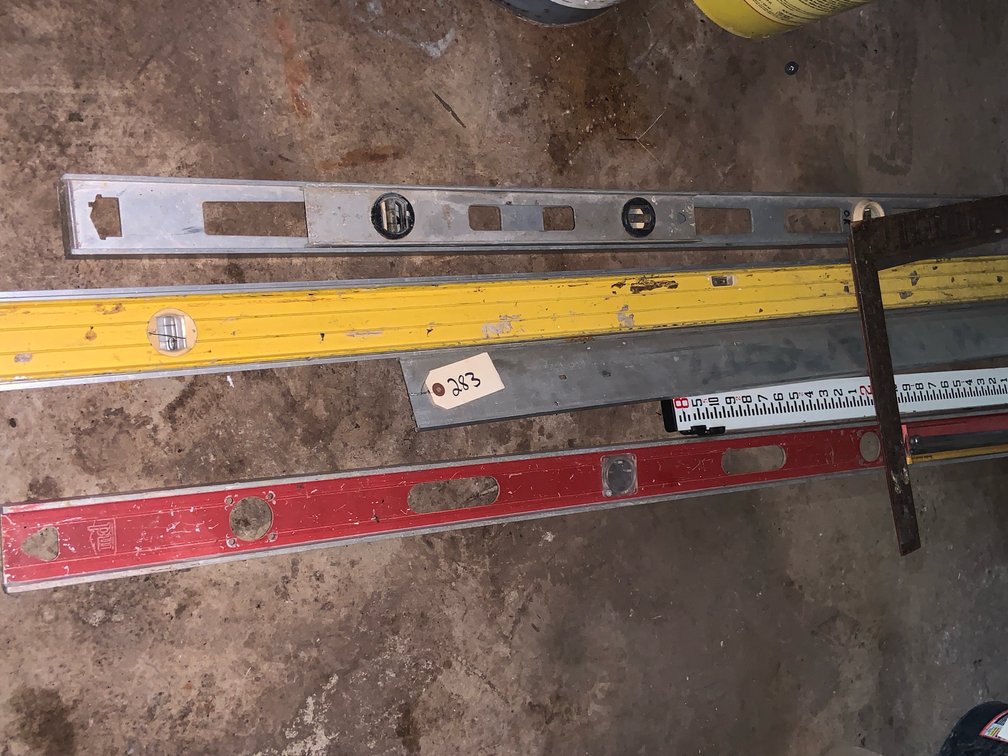 (3) Levels, Framing Square, Measuring Stick
