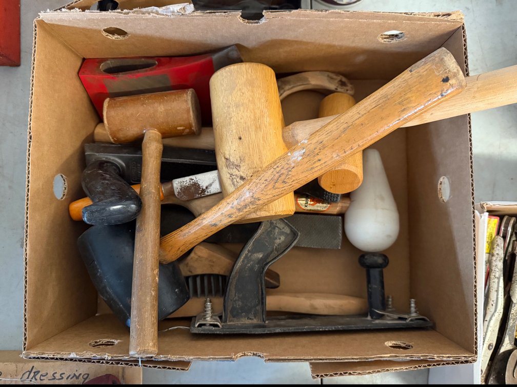 Box Of Mallets And Other Metal Tools