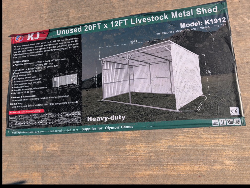 20FTx12FT Livestock Metal Shed