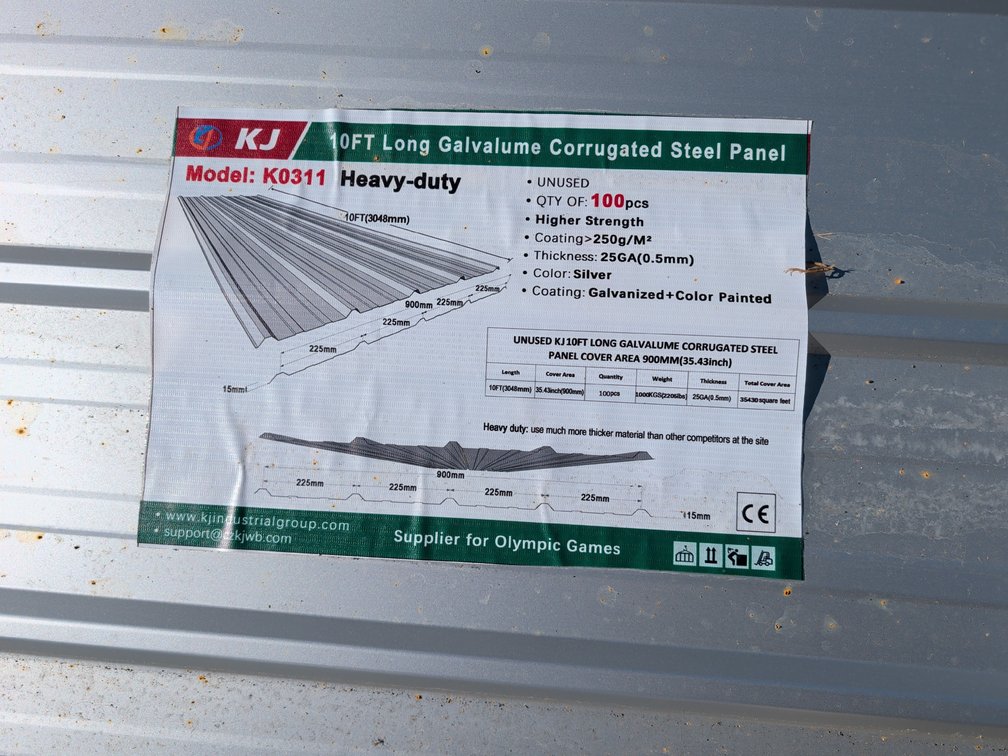 10FT Long Galvalume Corrugated Steel Panel