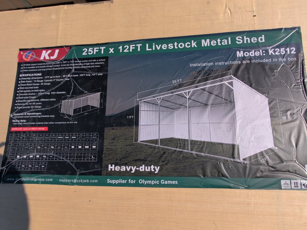 25FTx12FT Livestock Metal Shed