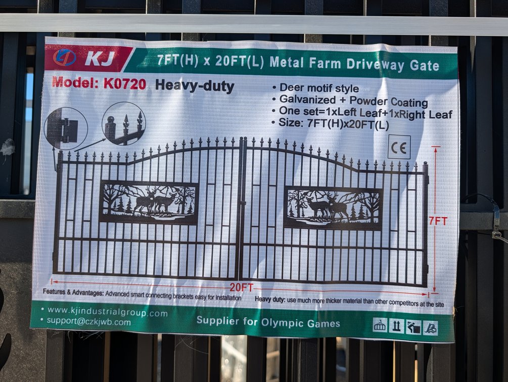 (1) Set 7FT(H)x 20FT(L)Metal Farm Driveway  Gate