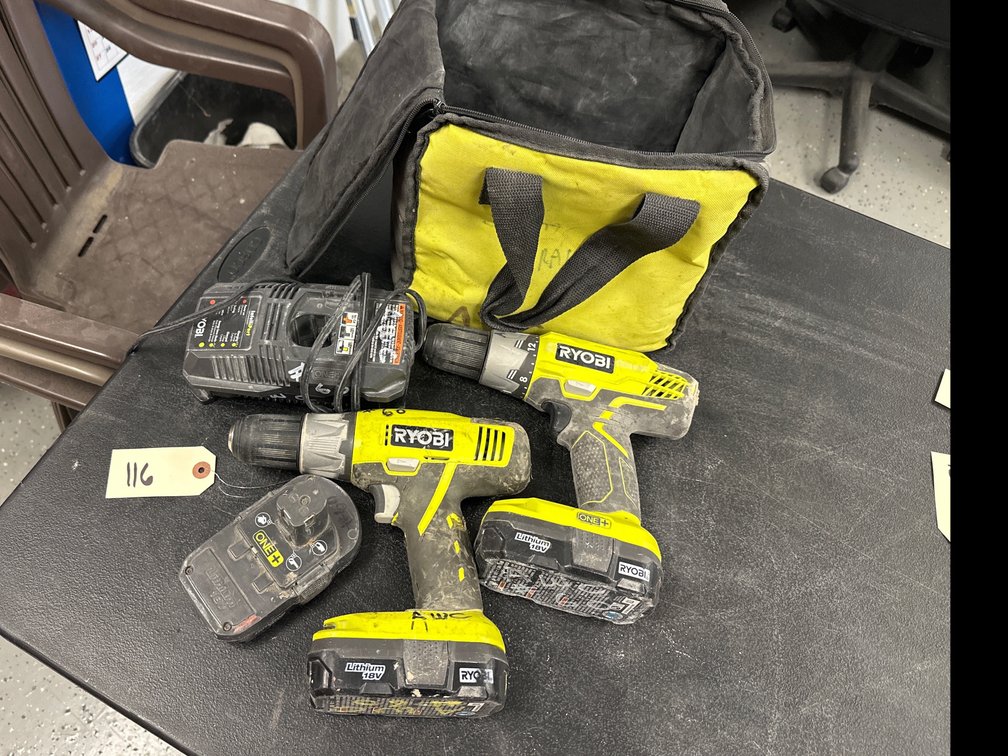 (2) RYOBI P277 18V ONE+ Cordless 1/2” Drill/Drivers