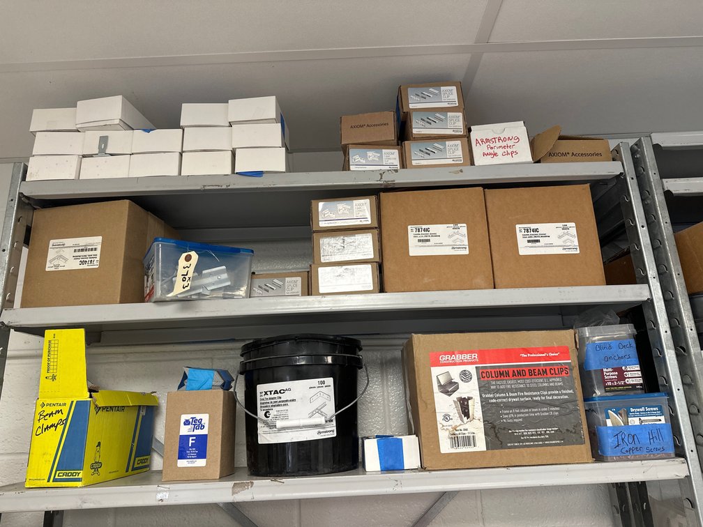 (3) Shelves Asst. Clips, Hardware Etc