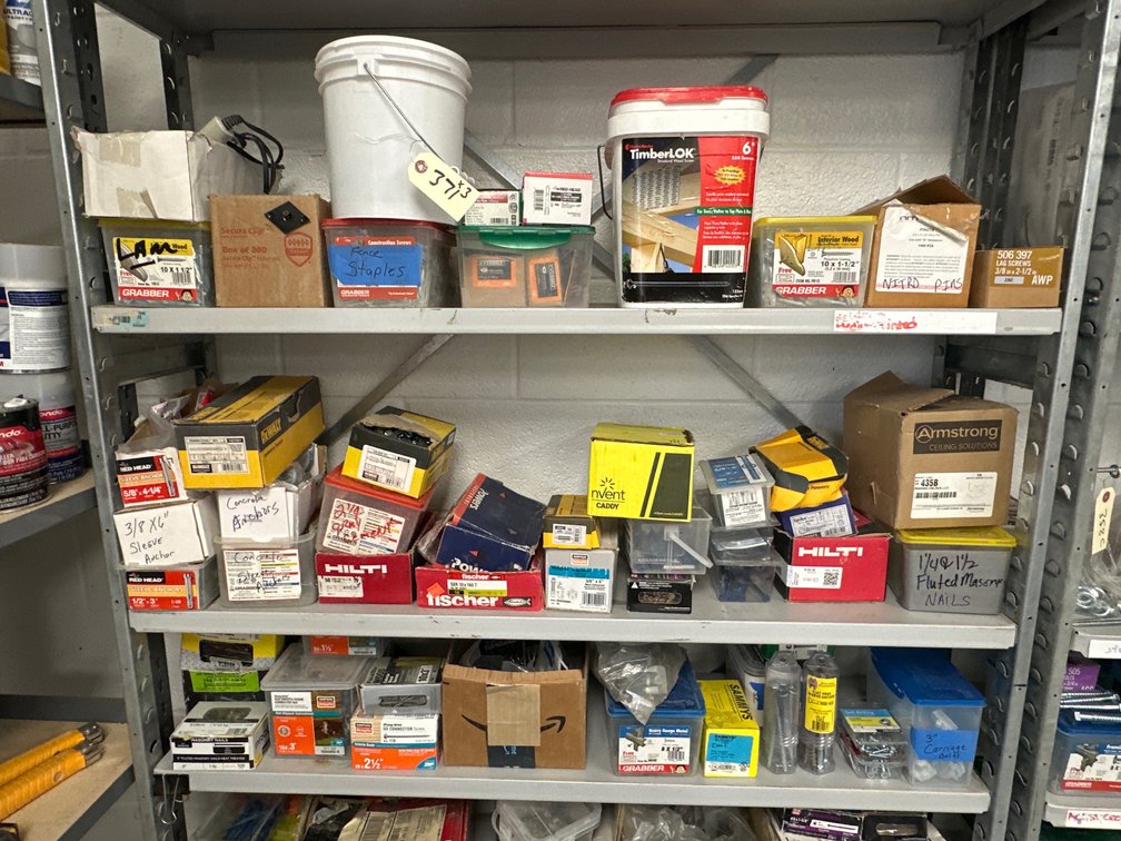 (3) Shelves Assorted Clamps, Anchors, Brackets & Hardware