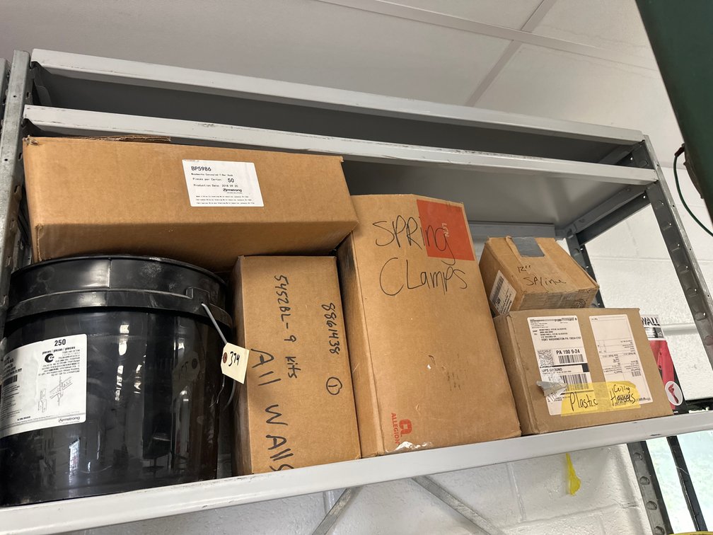 Shelf Of Assorted Spring Clamps & Hardware