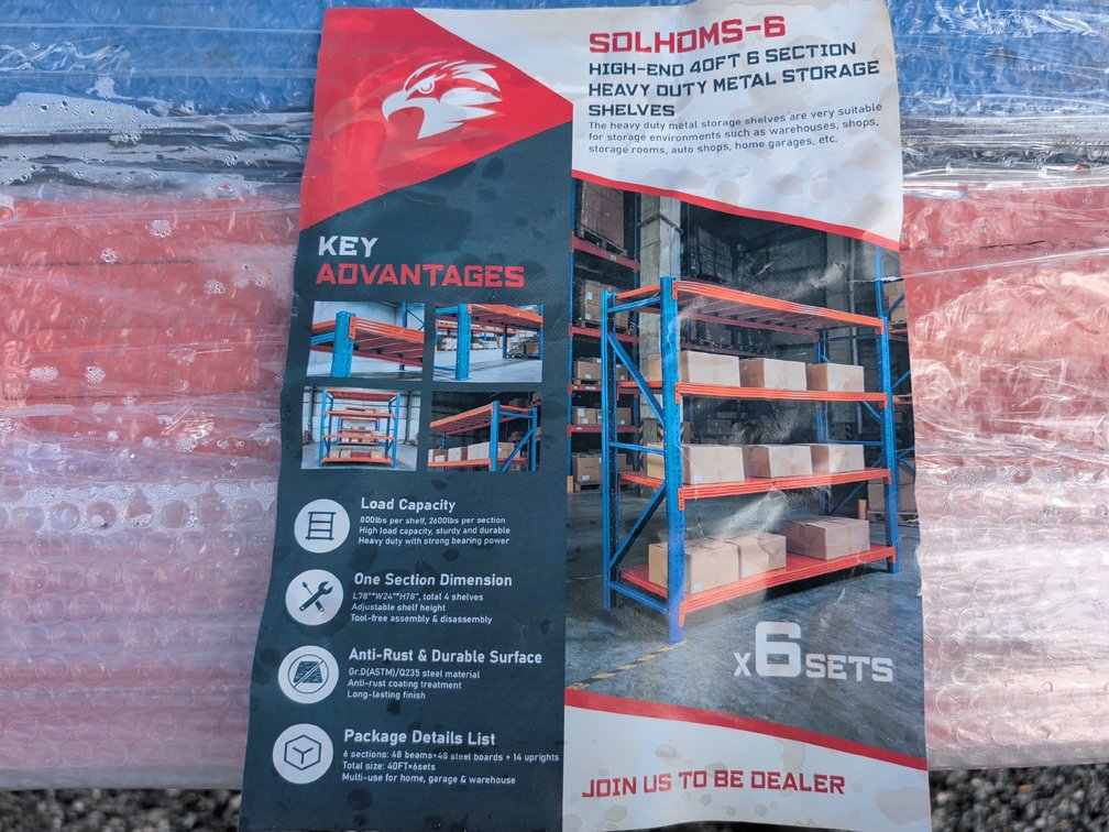 40' 6-Section Metal Storage Shelves