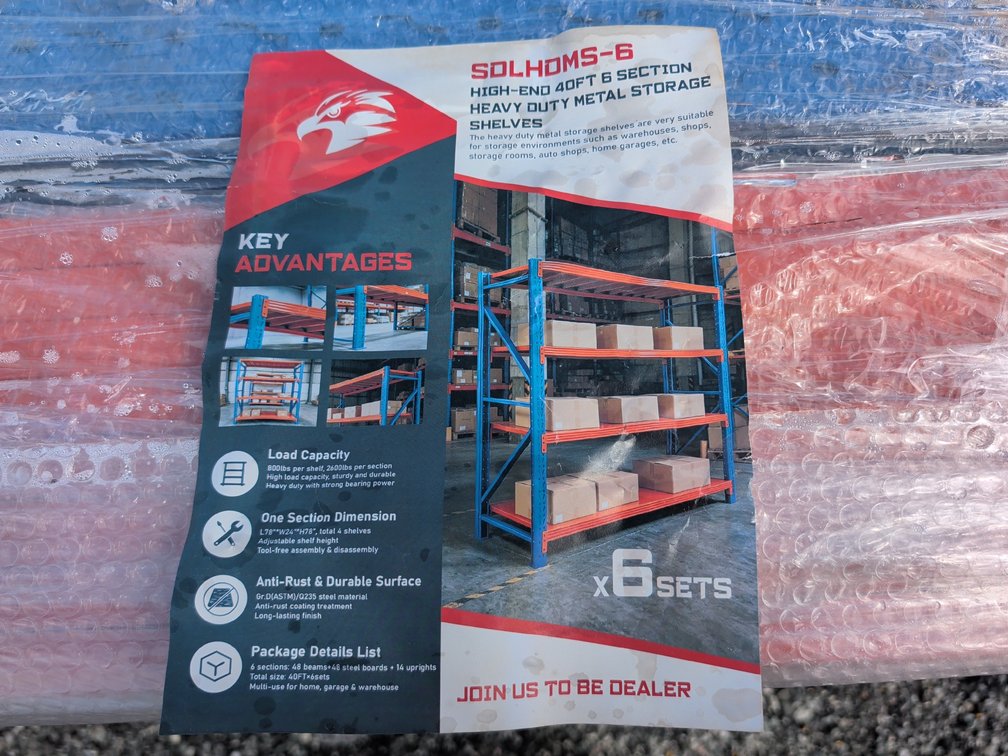 40' 6-Section Metal Storage Shelves