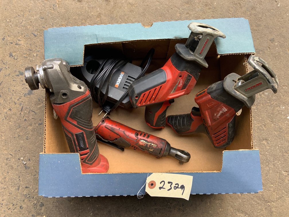 (2) Milwaukee Hackzall’s, Angle Grinder, Milwaukee Ratchet