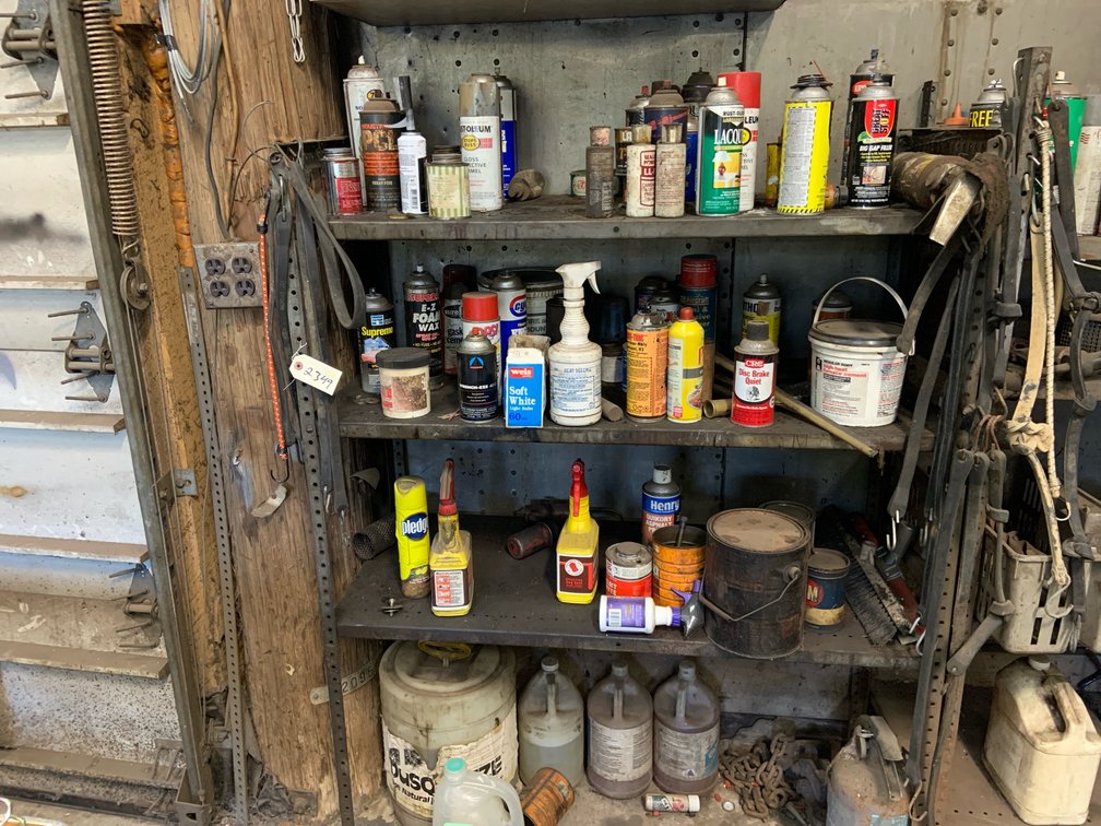 Metal Shelf With Automotive Cleaners/Lubricants
