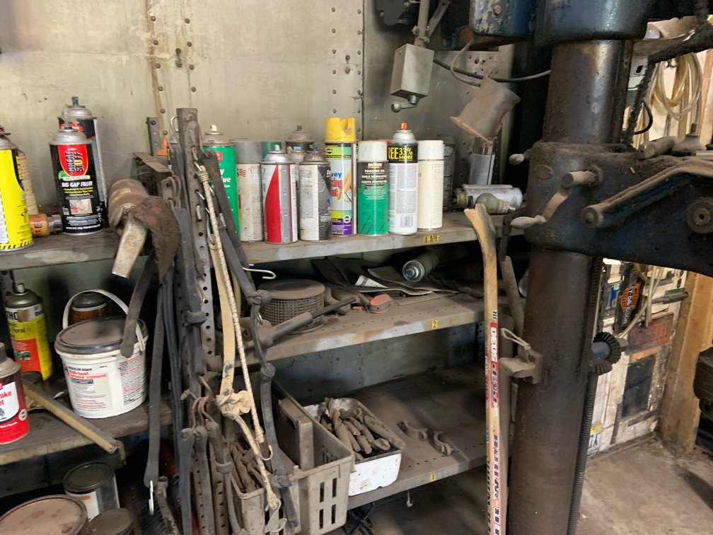 Metal Shelf With Drill Bits & Spray Paints