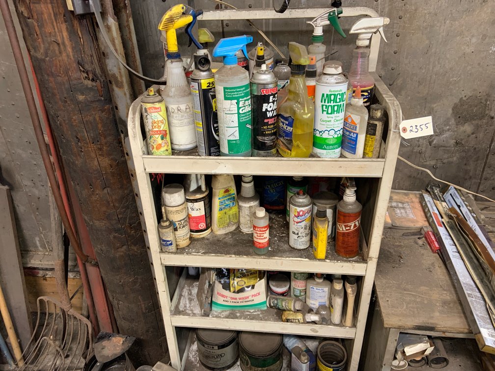 Metal Cabinet With Automotive Cleaners