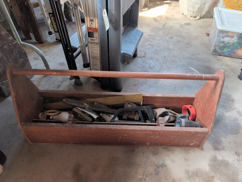 Wooden Carpenter's Toolbox W/ Contents