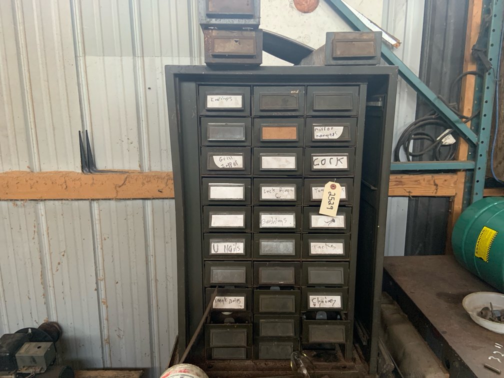 Metal Parts Cabinet With Contents