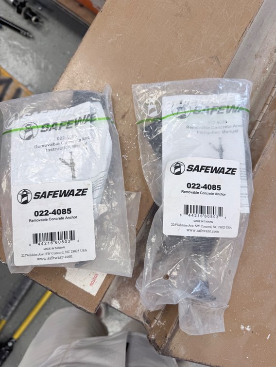 (2) Safewaze Removable Concrete Anchors