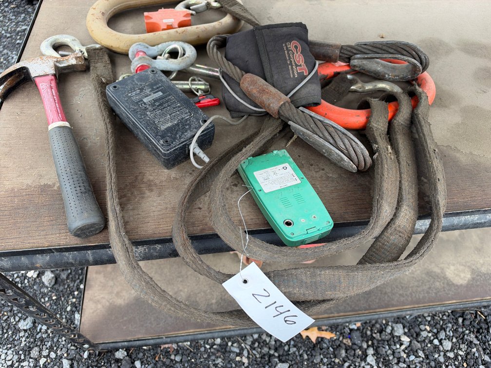 Lifting Slings, Hammer, Battery Charger