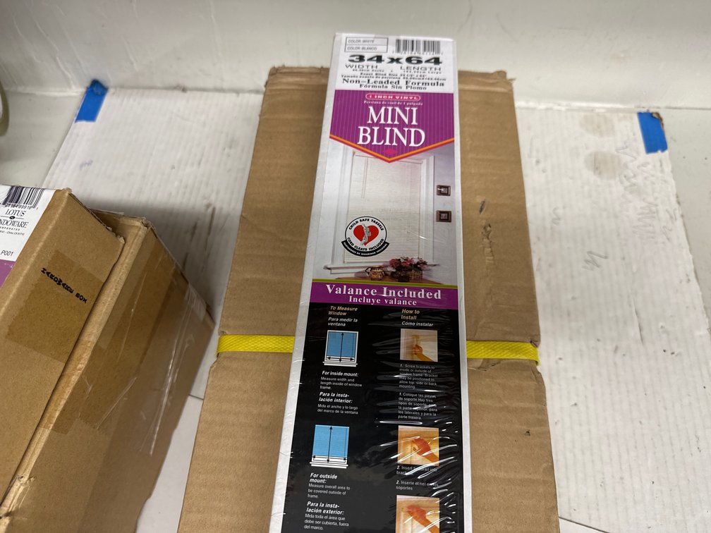 (6) New 1” Vinyl Blinds 34” x 64”
