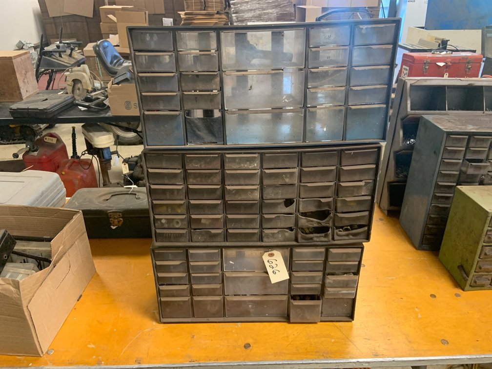 (3) Hardware Organizers With Content's
