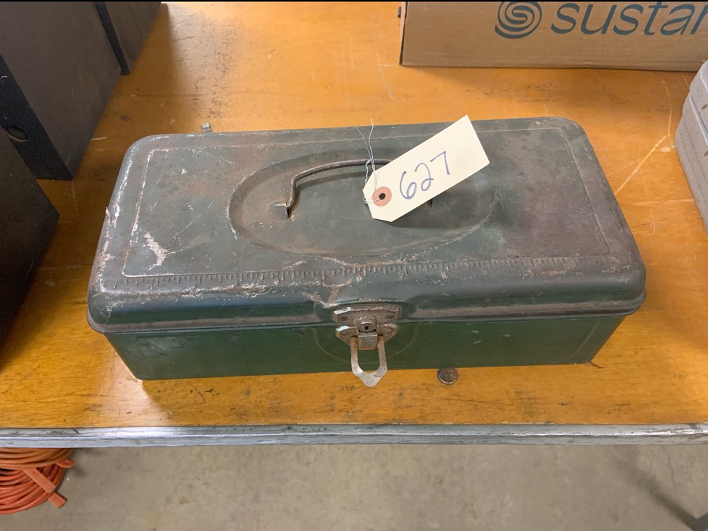Metal Toolbox With Scrapers & Sandpaper