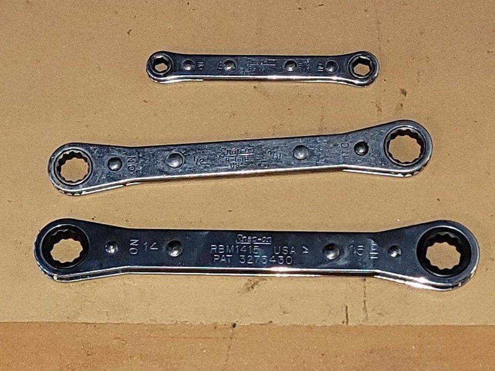 (3) Snap-On Double Box End Ratcheting Wrenches