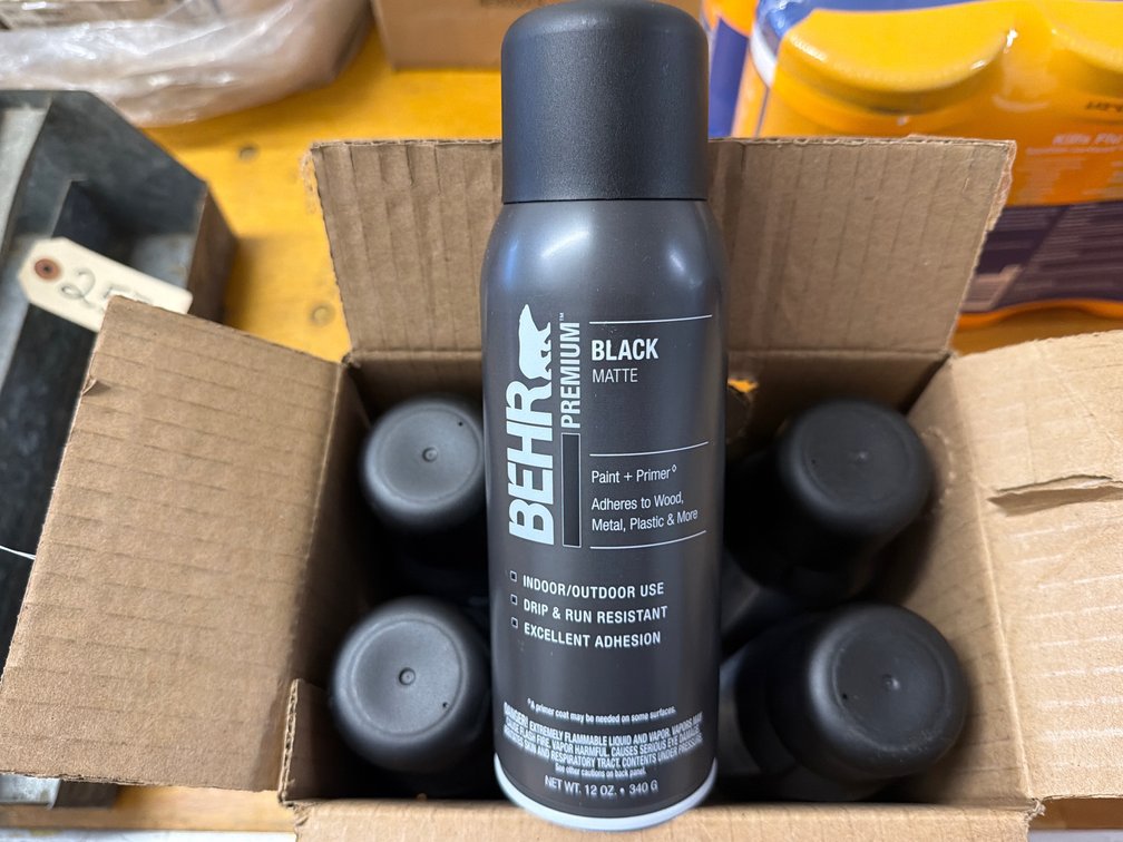 (6) Behr Premium Black Matte Spray Paint