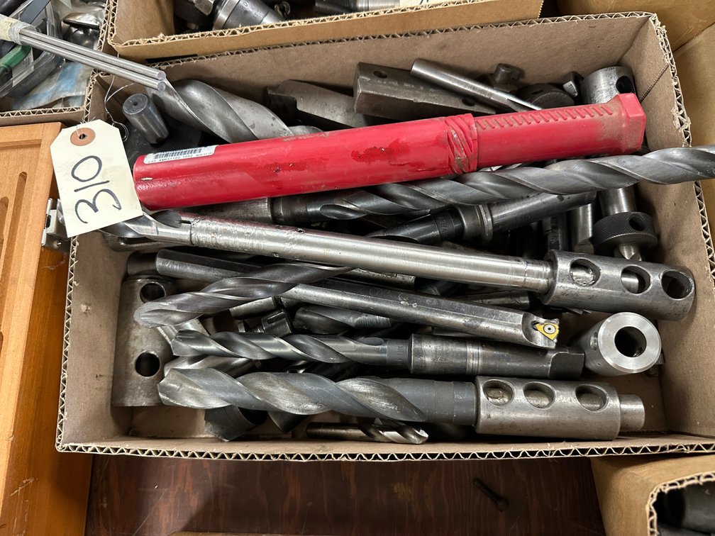 Assorted Large Twist Drill Bits & Holders