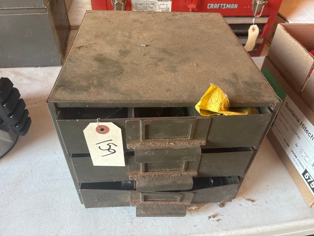 Metal Organizer and Contents