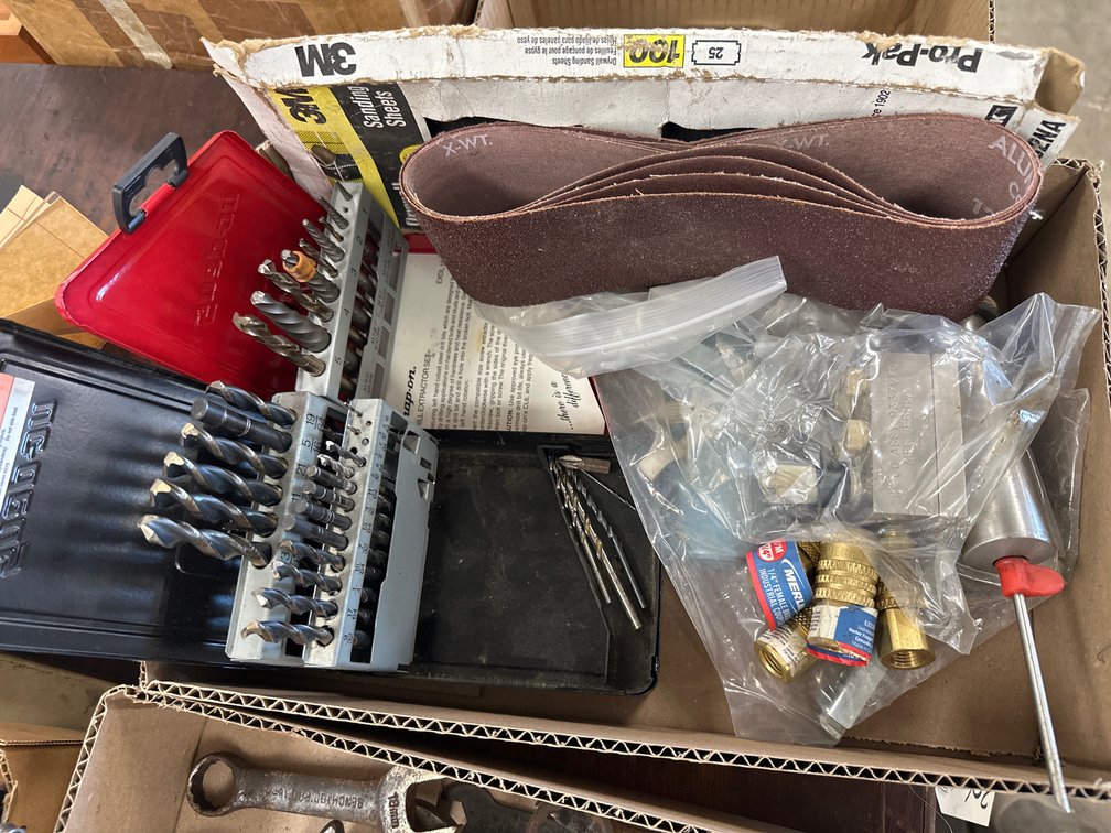 Assorted Drills, Abrasives & Pneumatic Fittings