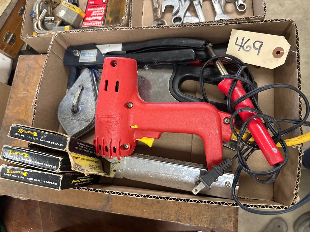Assorted Rivet Guns, Stapler & Hand Tools