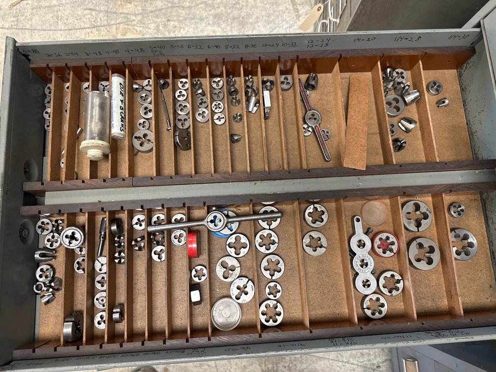 Drawer Of Assorted Threading Dies