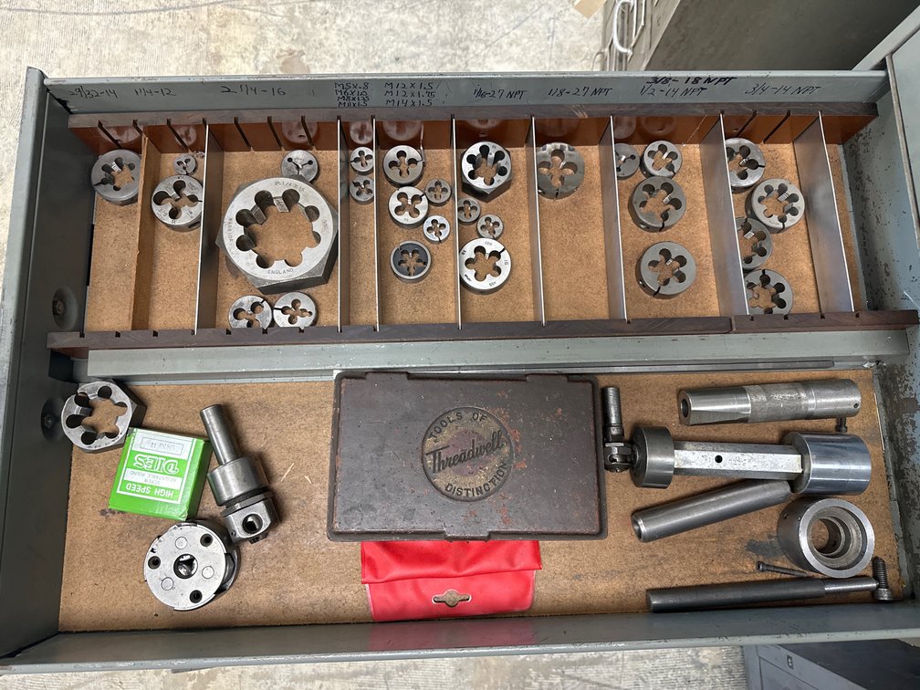 Drawer Of Assorted Threading Dies