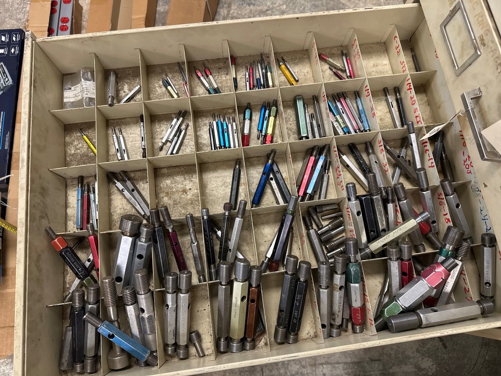 Drawer Of Assorted Threaded Plug Gauges
