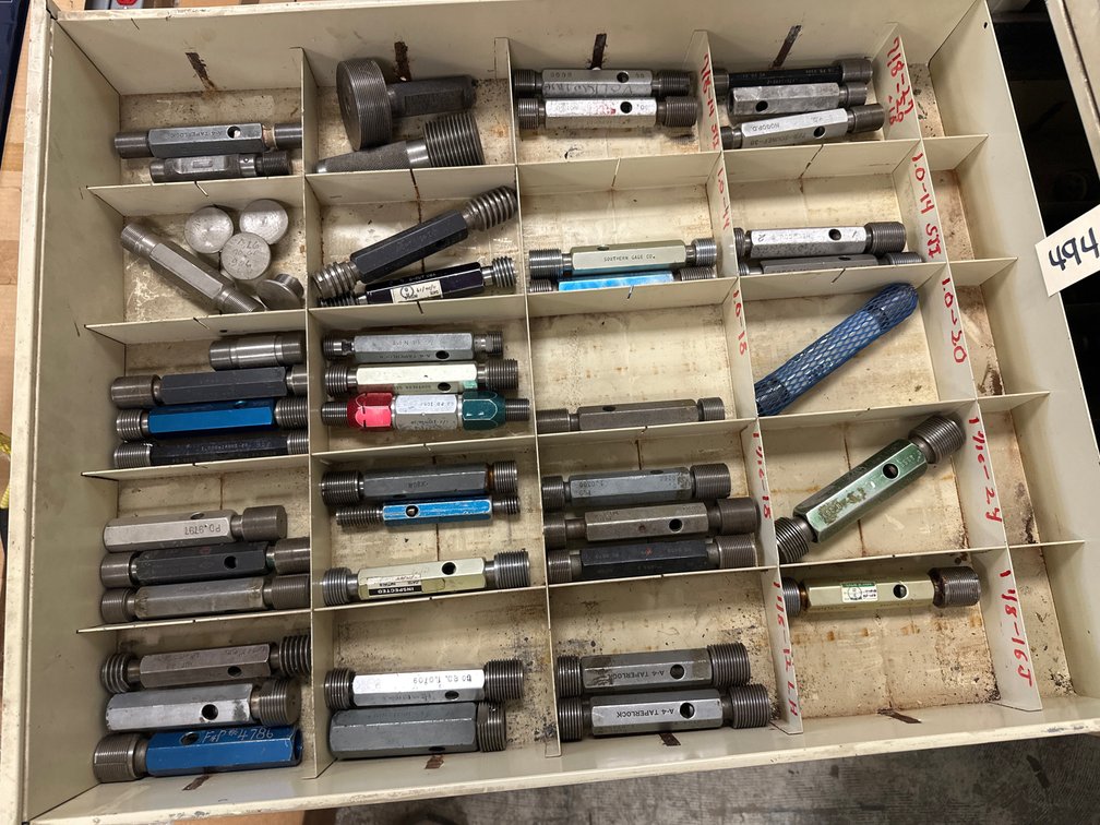 Drawer Of Assorted Threaded Plug Gauges