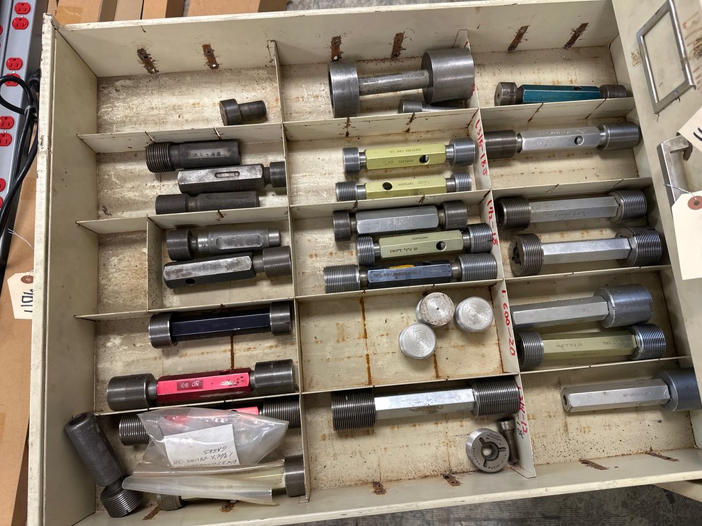 Drawer Of Assorted Threaded Plug Gauges