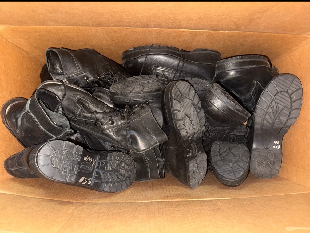 Box Of Black Military Combat Boots