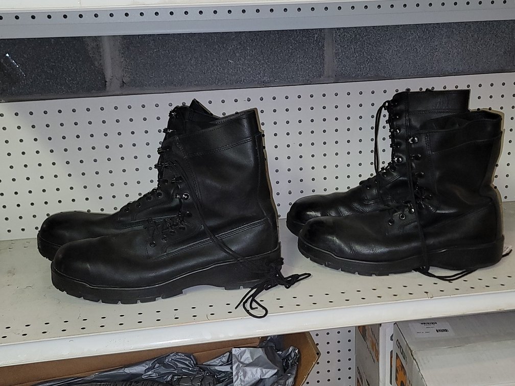 (2) Black Military Boots