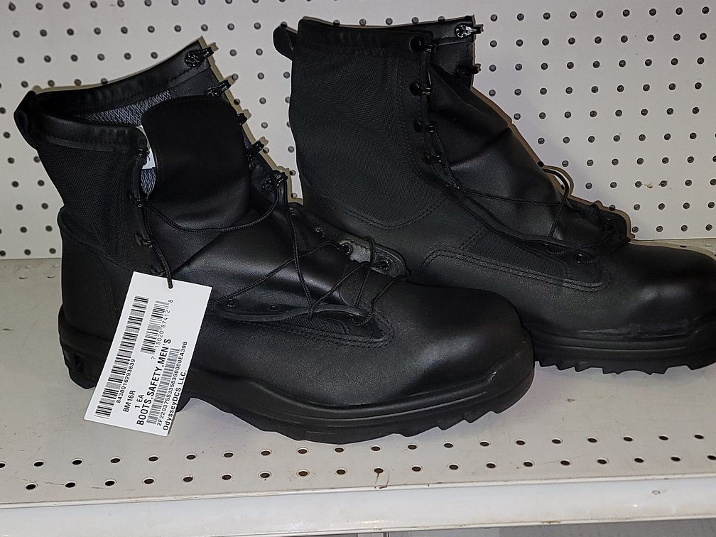 (6) Black Military Safety Boots