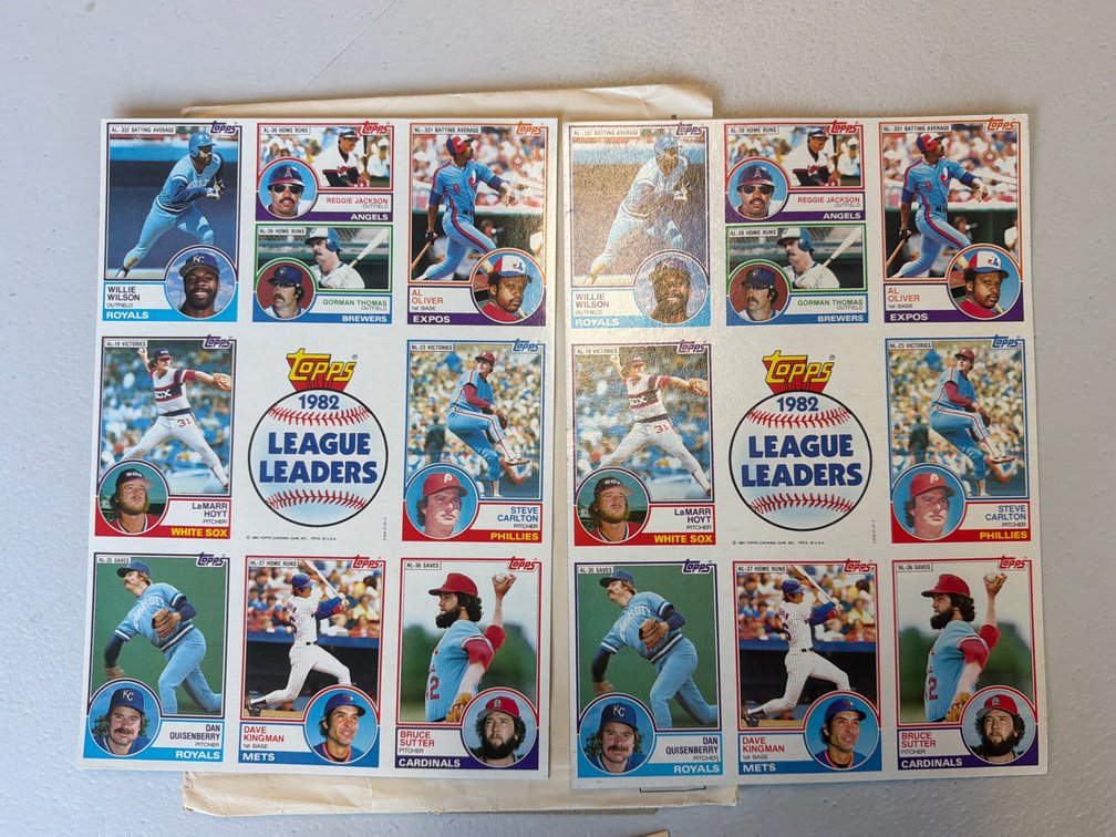 (2) 1982 Topps League Leaders Uncut Sheets