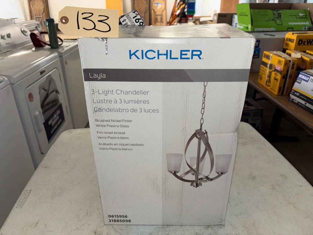 New Brushed Nickel 3-Light Chandelier 