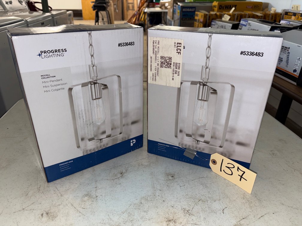 (2) New Brushed Nickel Mini-Pendant Light 