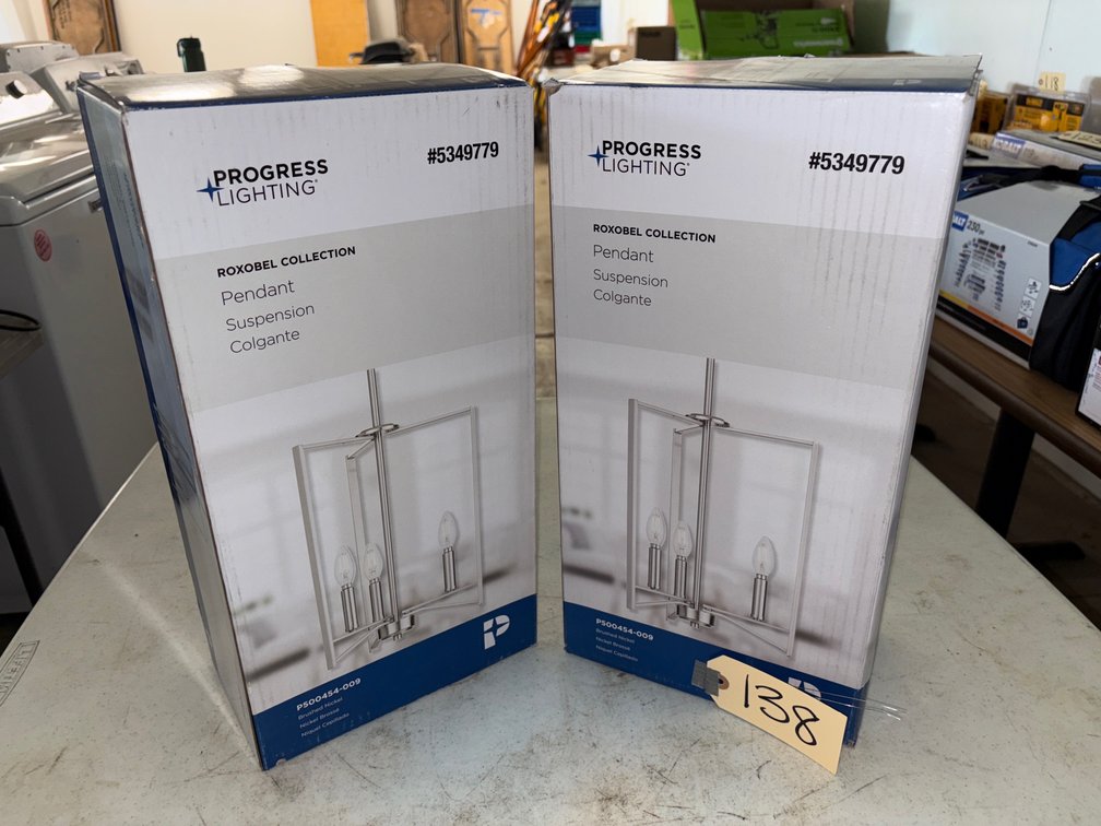 (2) New Brushed Nickel Pendant Light