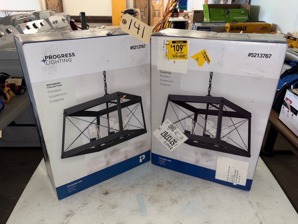(2) New Matte Black Pendant Lighting 